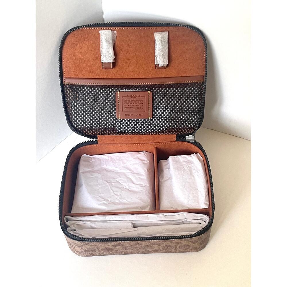 Coach Tech Organizer Colorblock Signature Canvas Travel Case Khaki Brown CY392